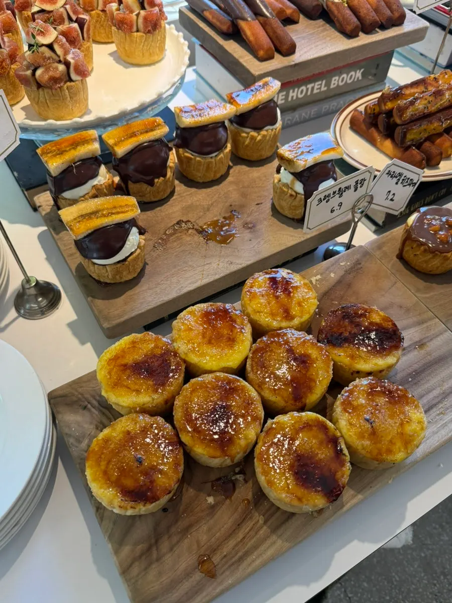 Baked goods displayed on the table