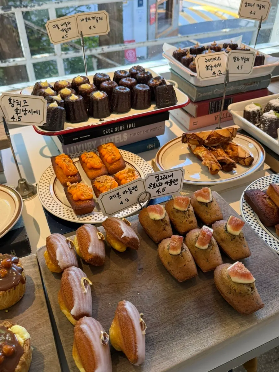 Baked goods including tarts on display at Upper and Under