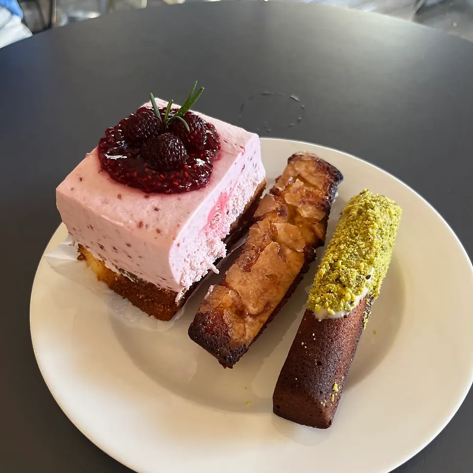 Desserts and drinks arranged on the table