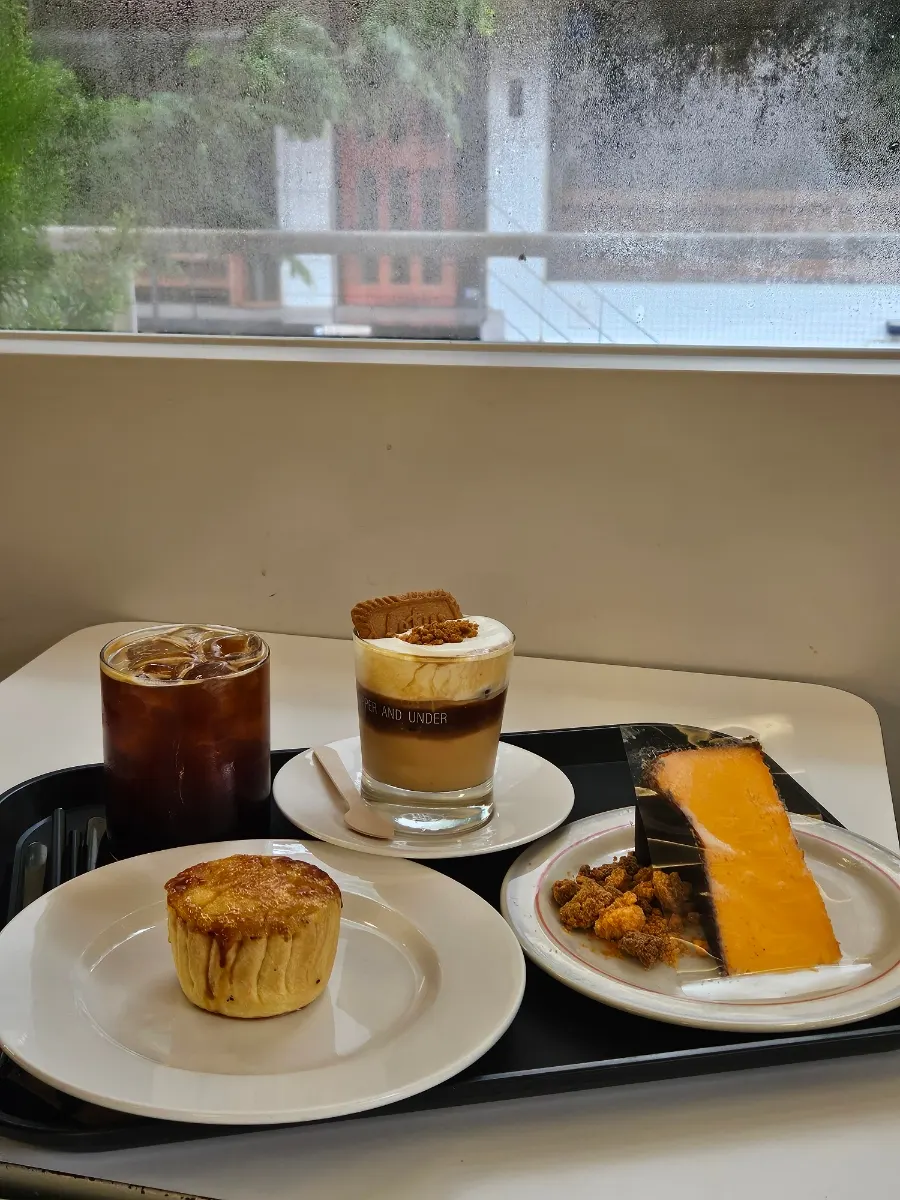 Ordered drinks and desserts spread at Upper and Under