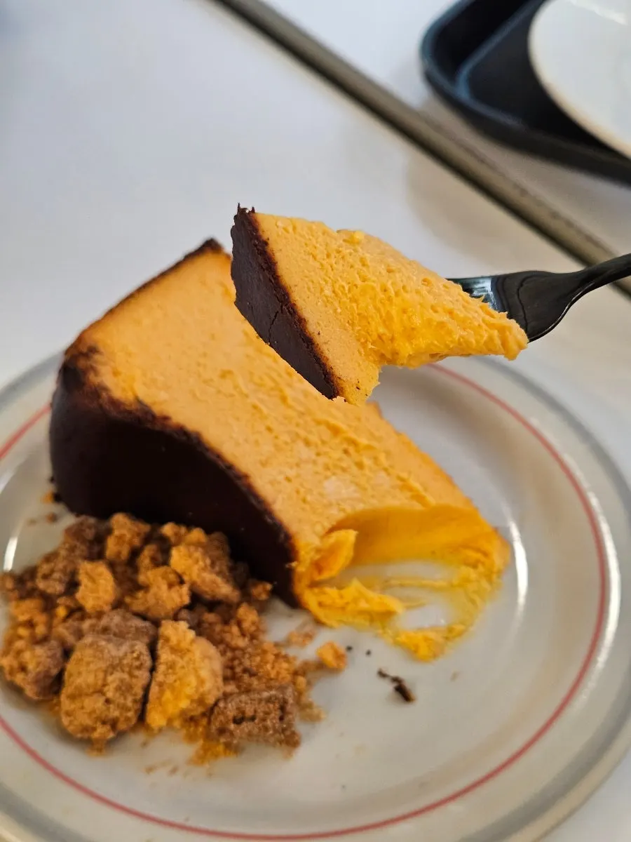 Visual of the honey cheese Basque cheesecake at Upper and Under