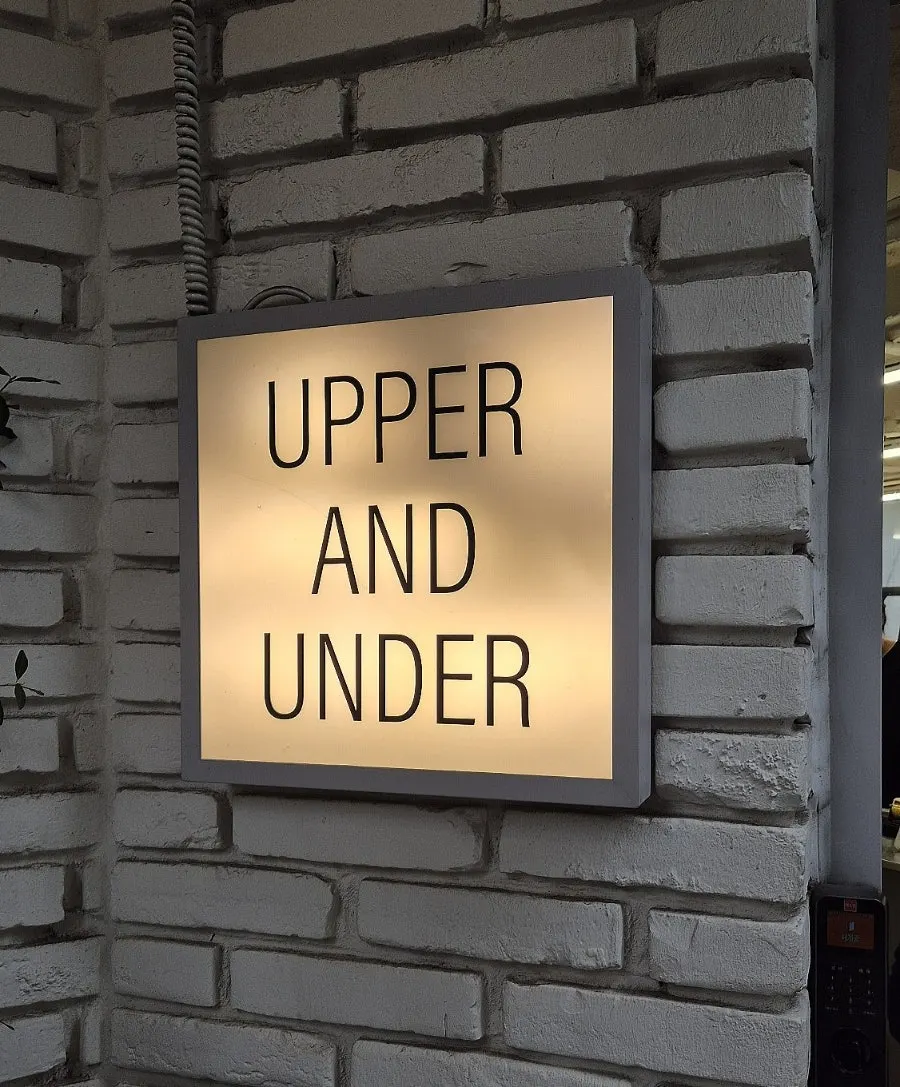 Entrance and location sign for Upper and Under