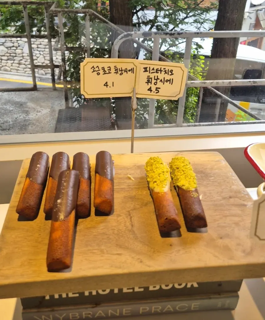 Various desserts inside the display case
