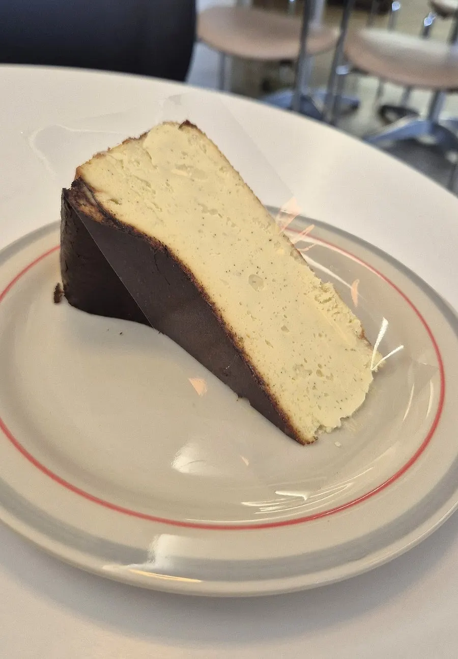 A slice of vanilla Basque cheesecake