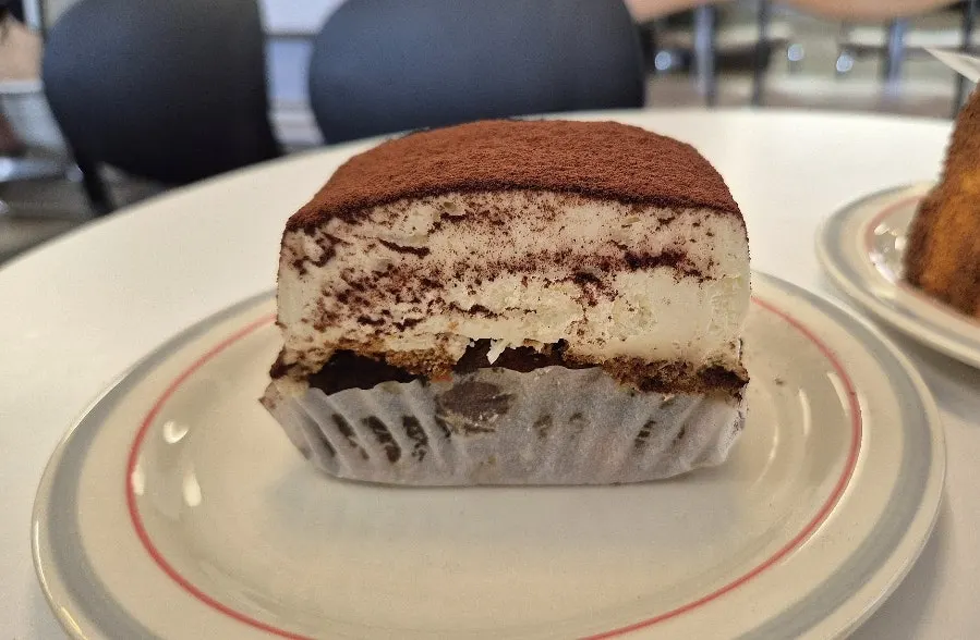Close-up of the tiramisu's cream layer