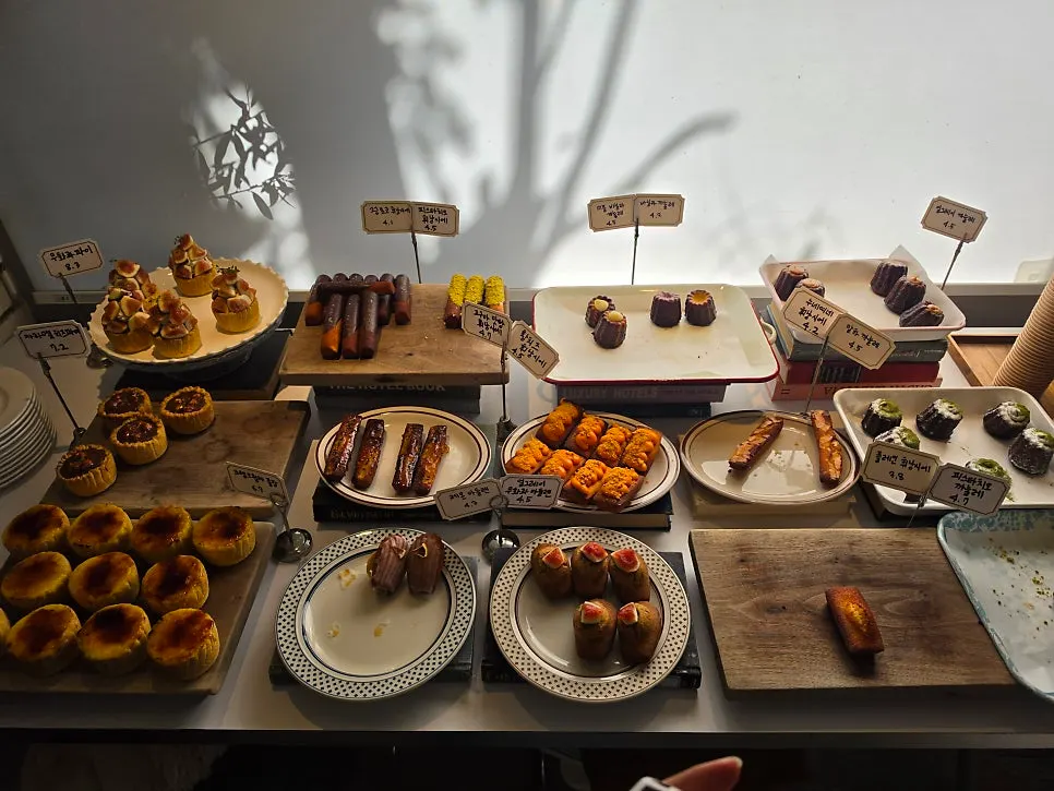 Close-up of slice cakes in the Upper and Under showcase