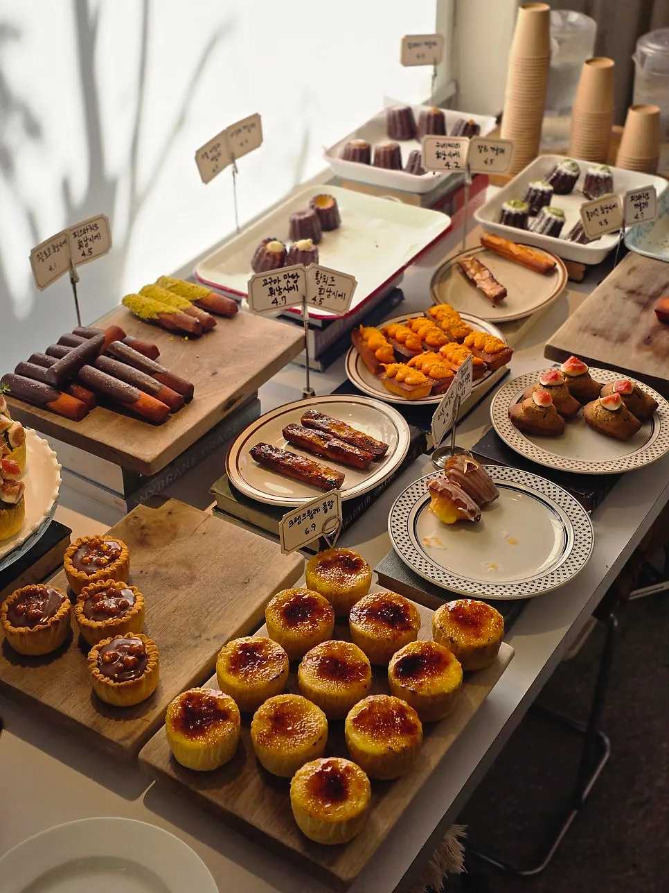 View of the dessert spread from a seat at Upper and Under