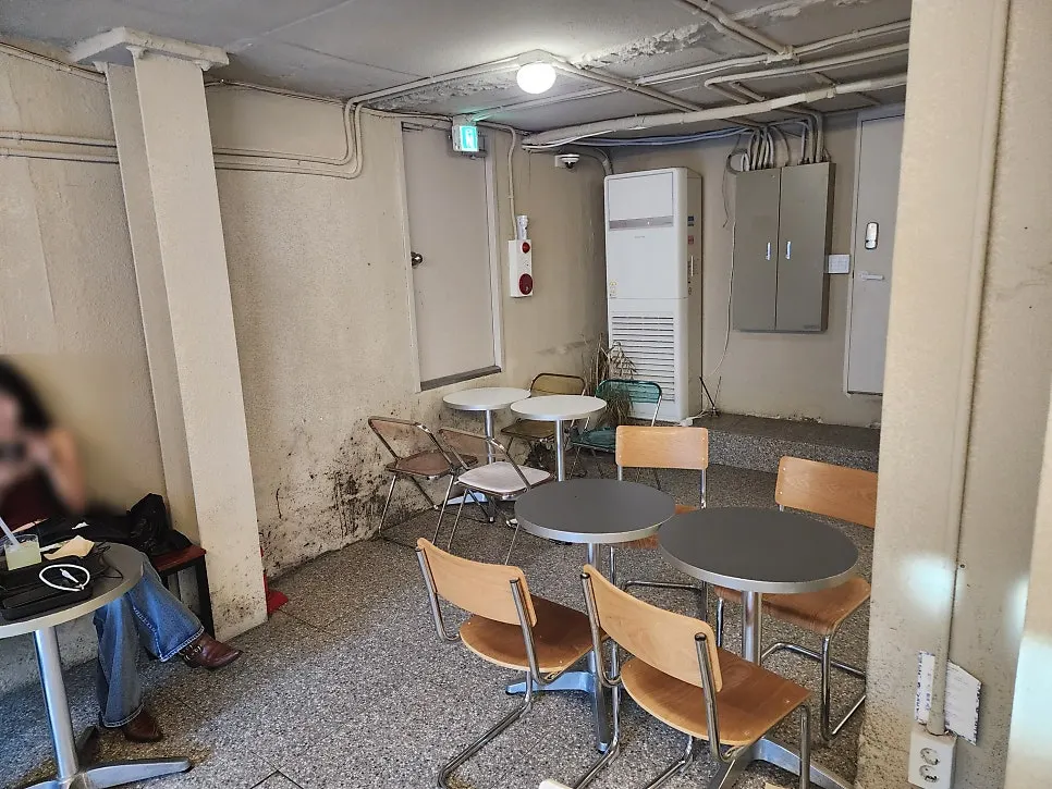 The café space spanning basement level 1 to the 2nd floor