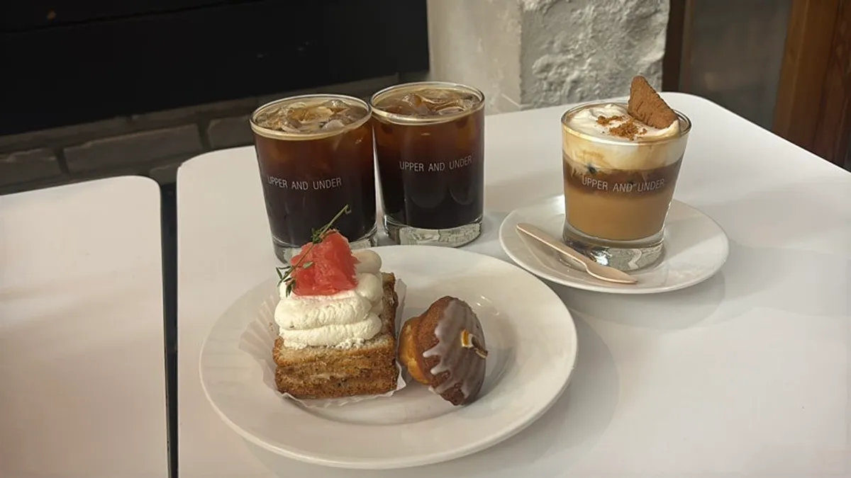 Earl Grey grapefruit pound cake topped with cream