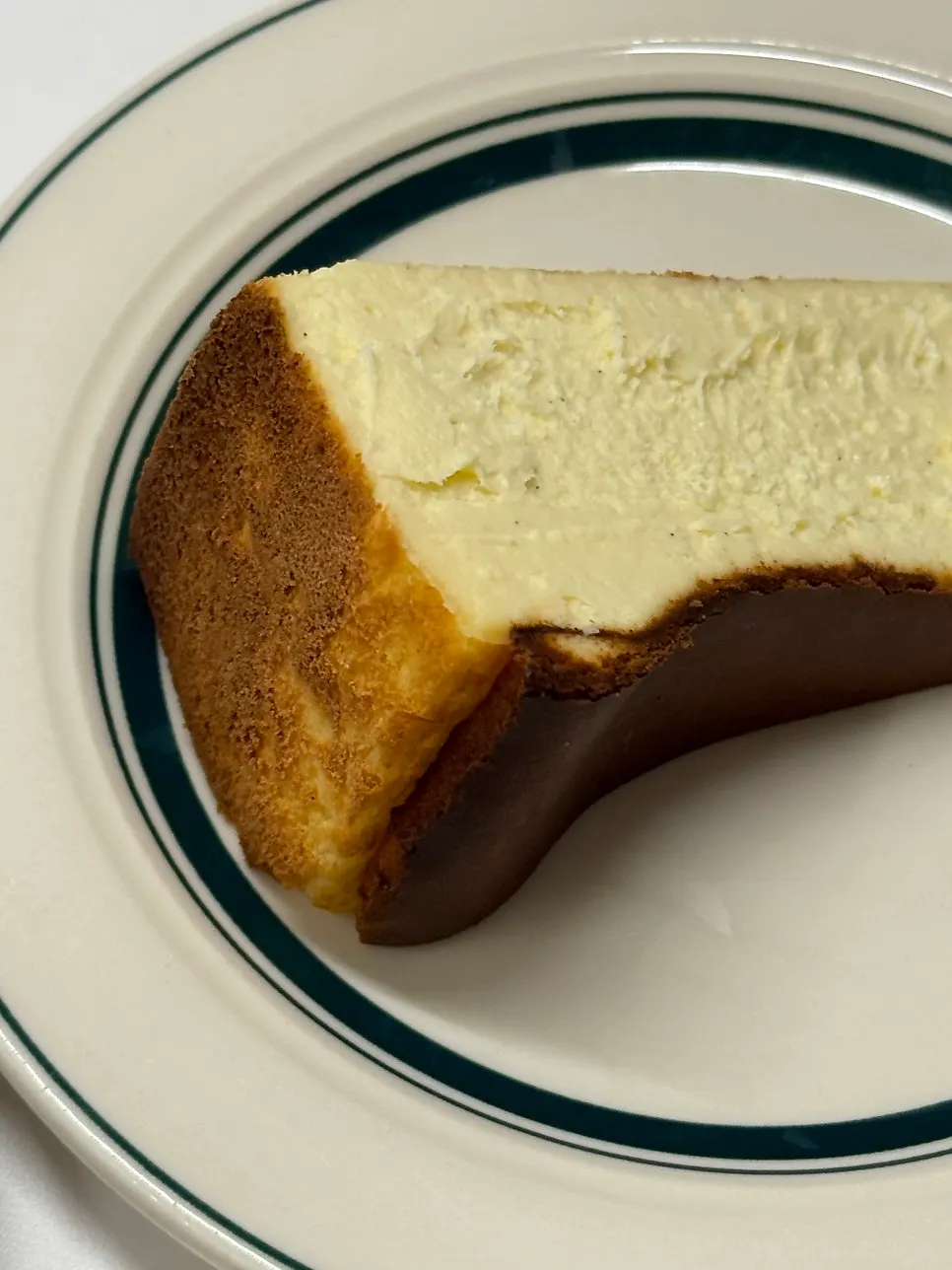 A slice of vanilla Basque cheesecake