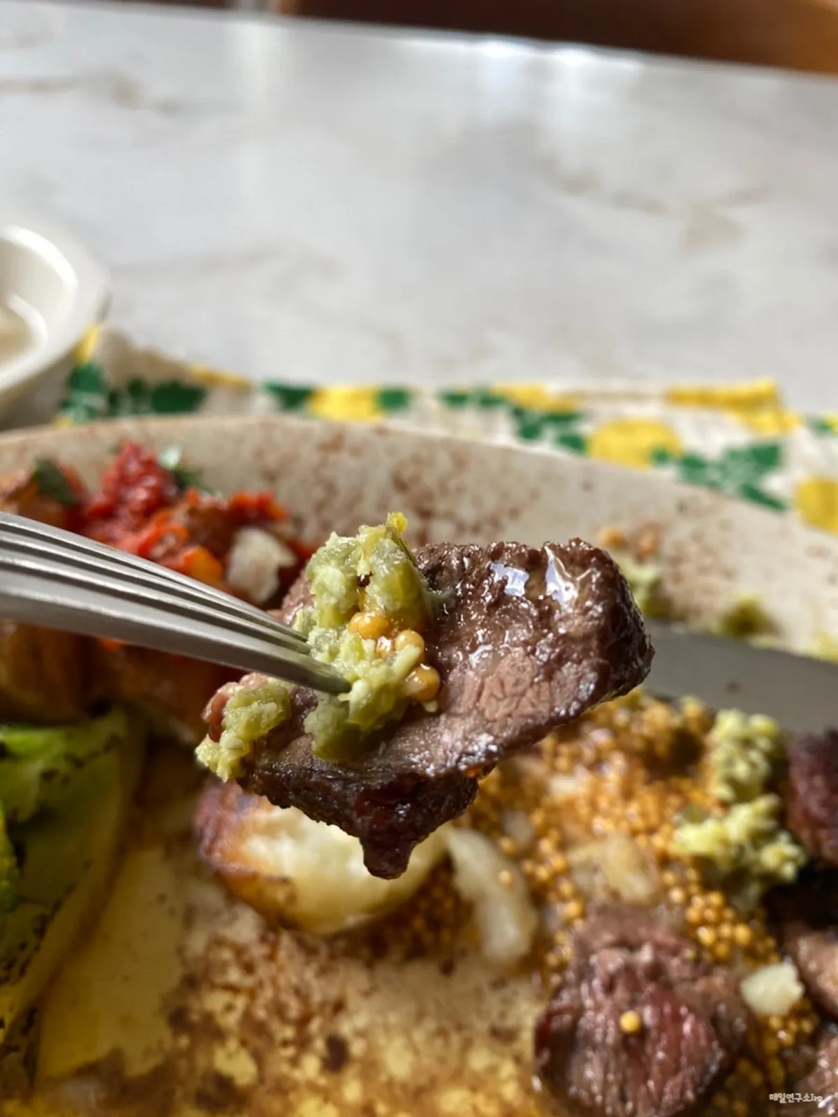 Steak plate on the table