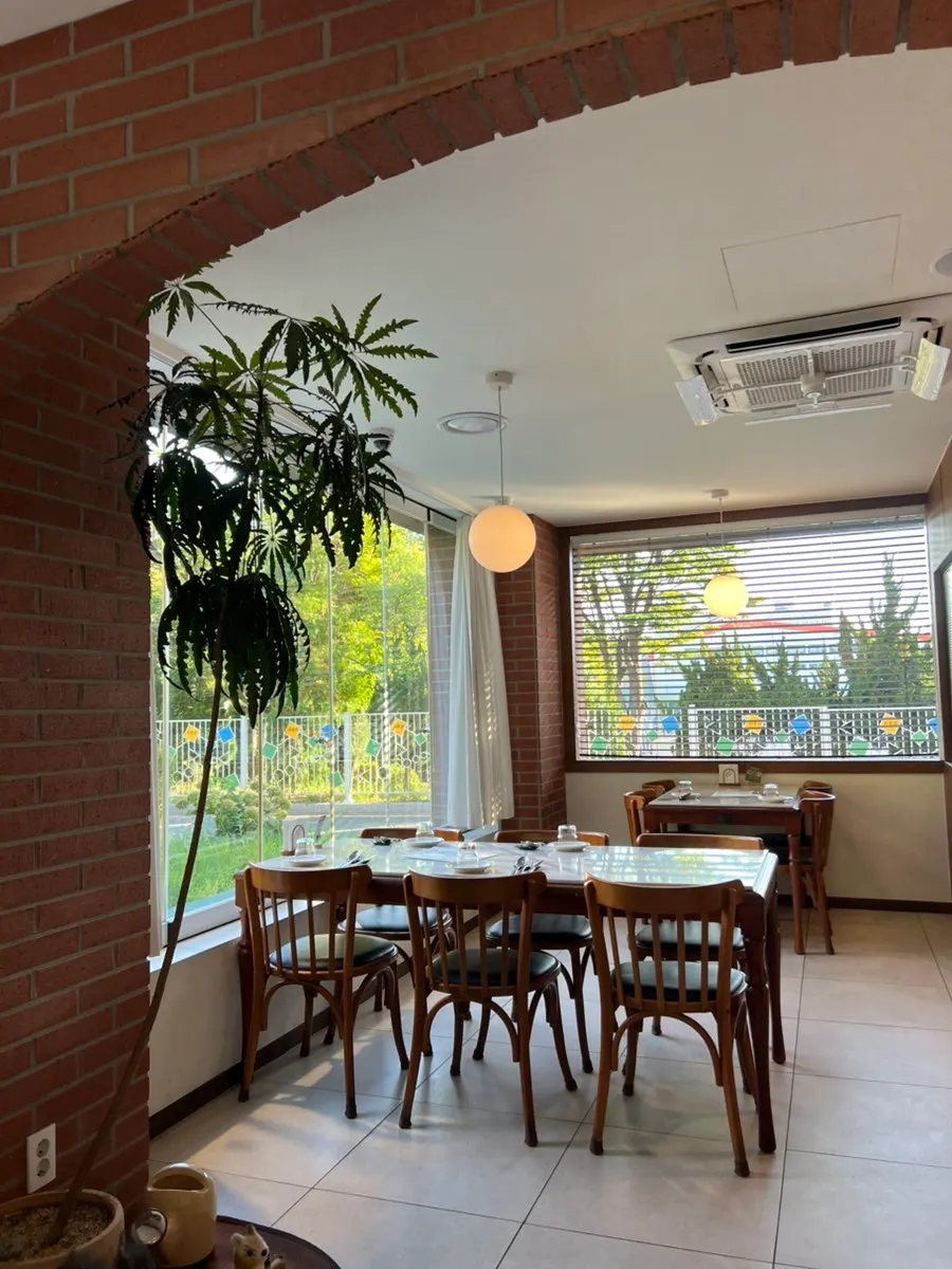Interior of Upstairs Kitchen with spacious table layout