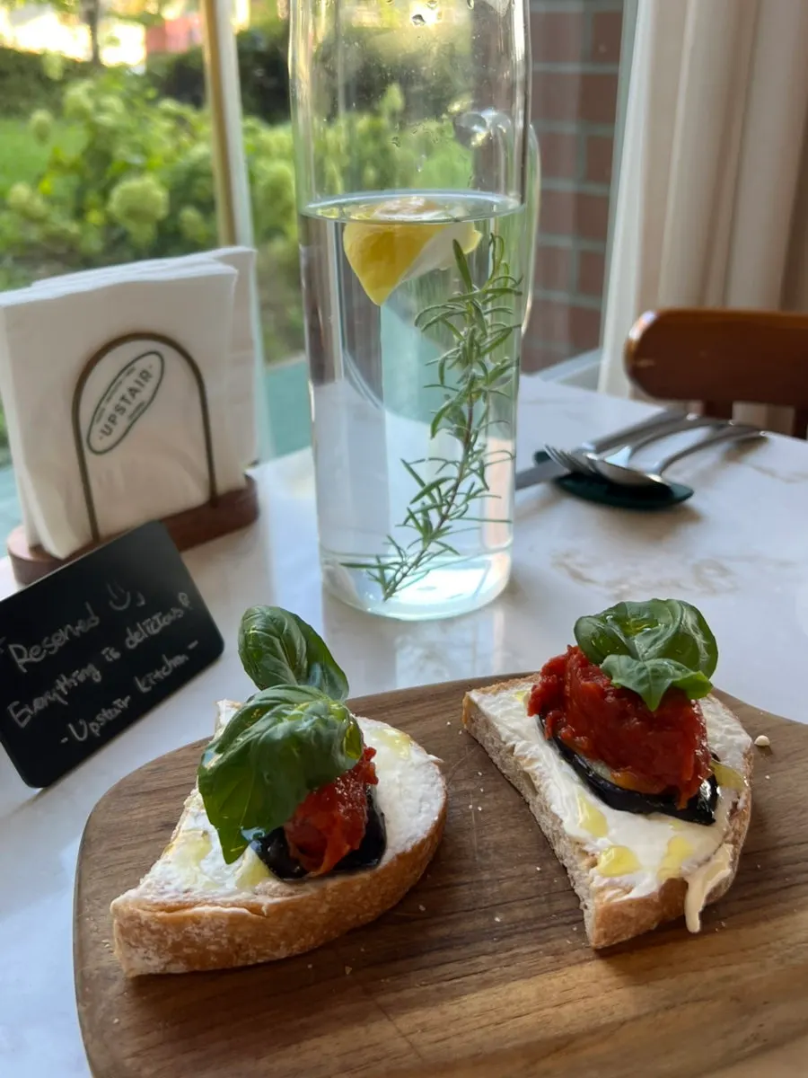 A plate of bruschetta received through a review event