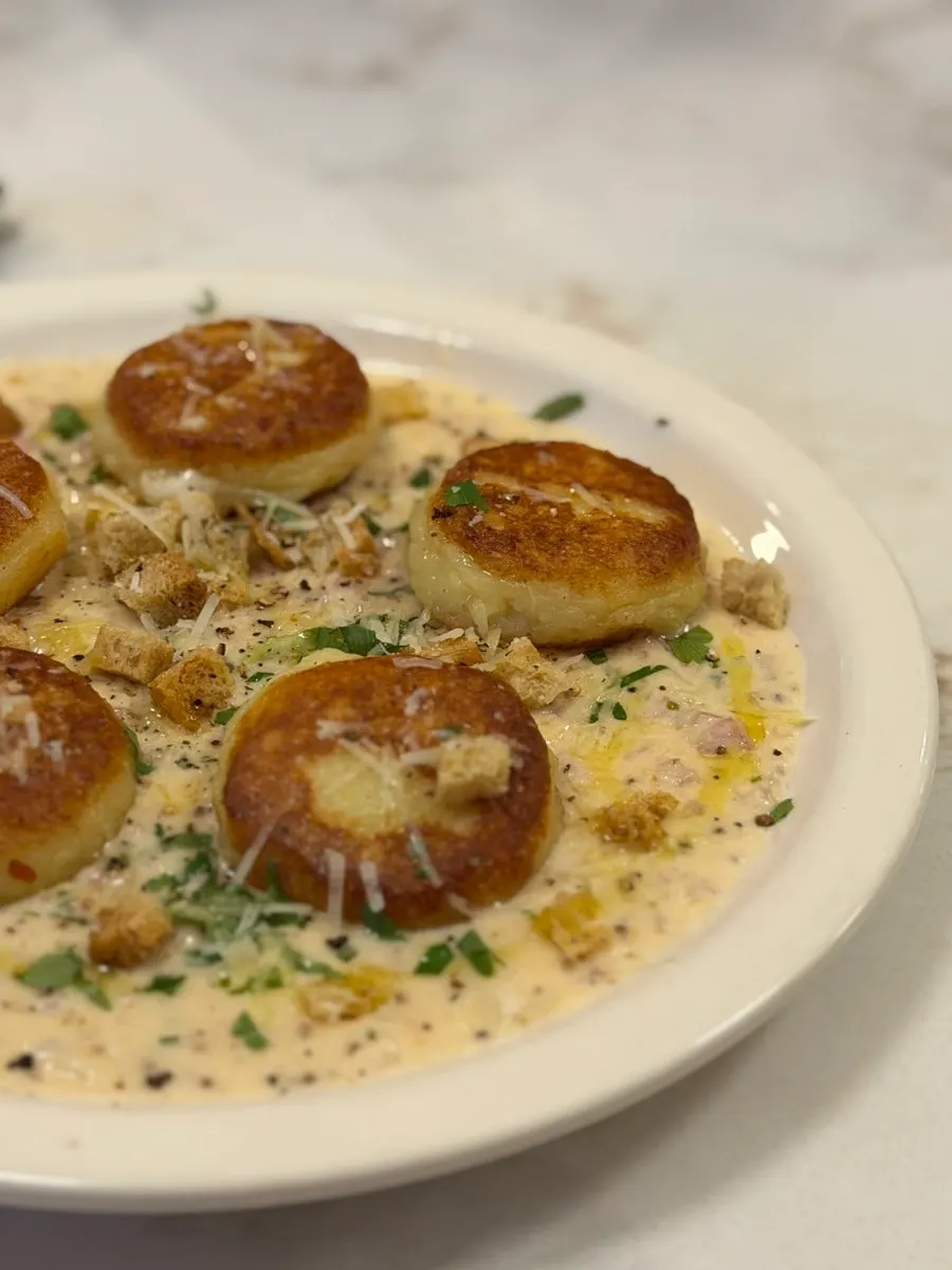 Close-up shot of the gnocchi
