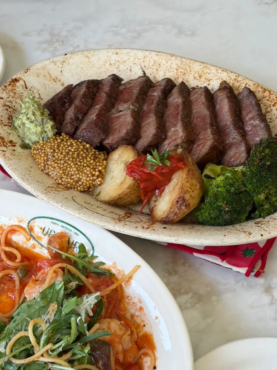 Cross-section of the medium-rare sirloin steak
