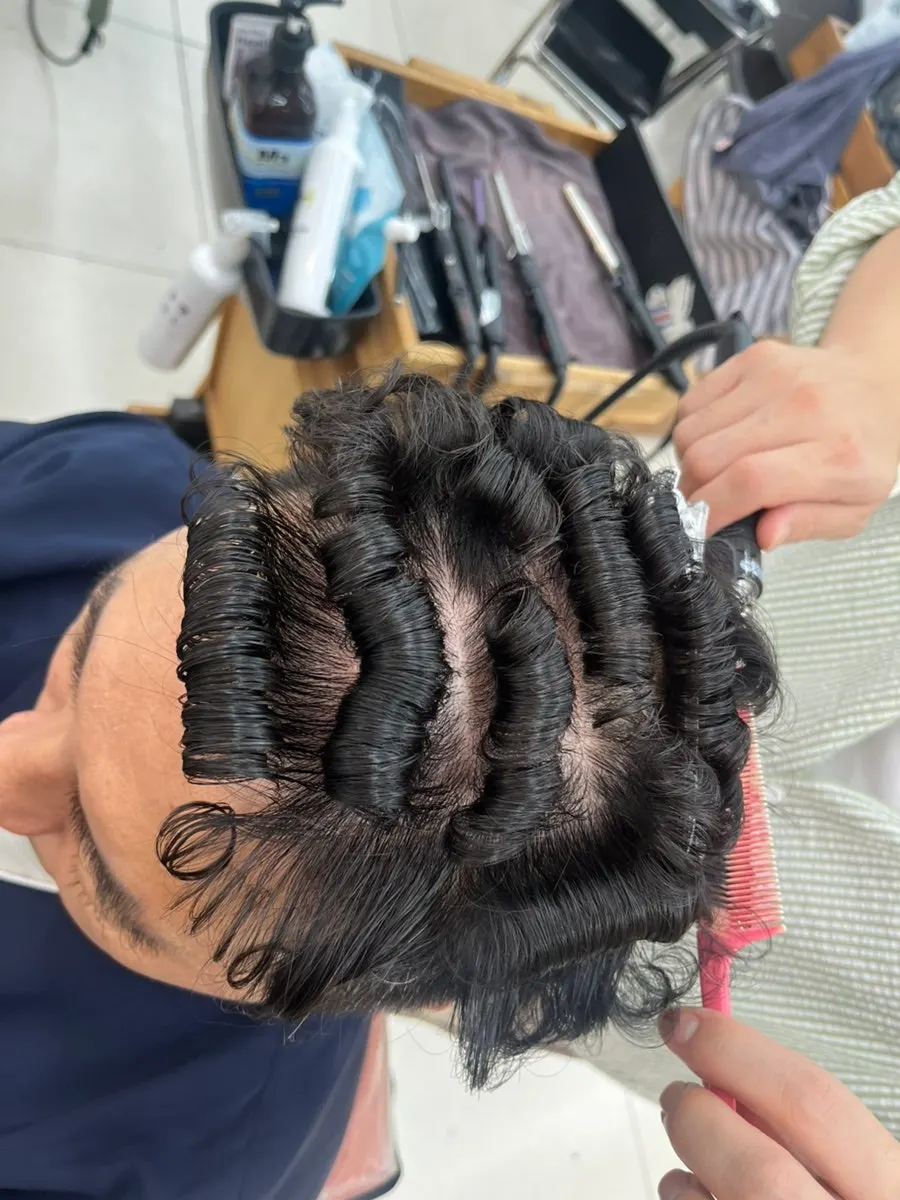 얇은 모발에 볼륨 넣는 아이롱펌 과정