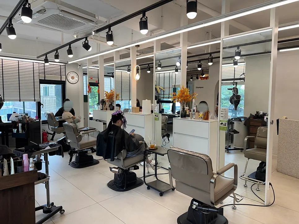 Bright, spacious interior view of the salon