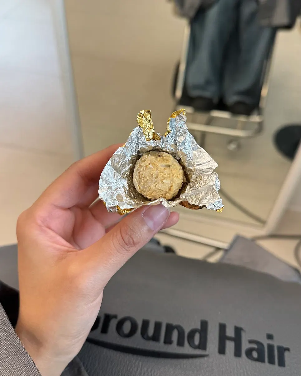 Close-up of the Ferrero Rocher-like snack