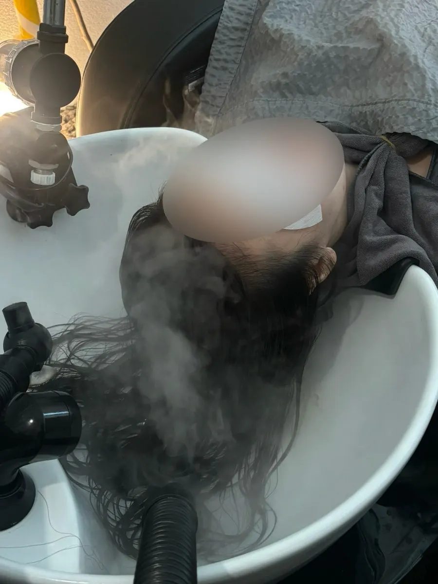 Hair steam care in the spa room
