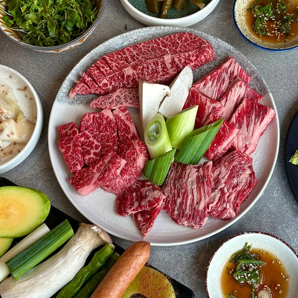 Wagyu table setting with a personal brazier