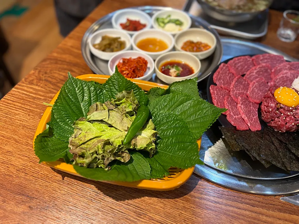 양념된 육회 클로즈업