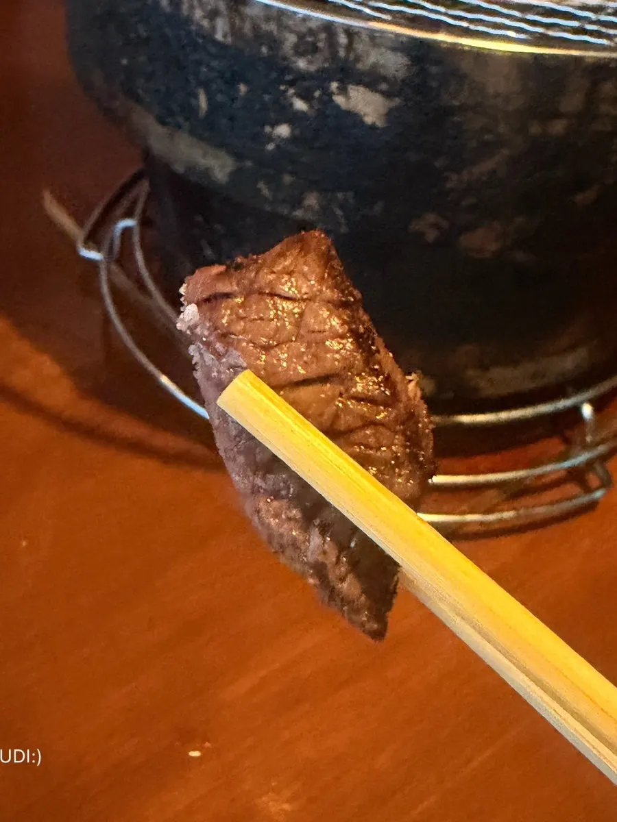 A grilled piece of hanwoo striploin