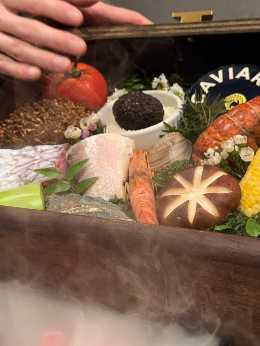 Display box holding the course's ingredients