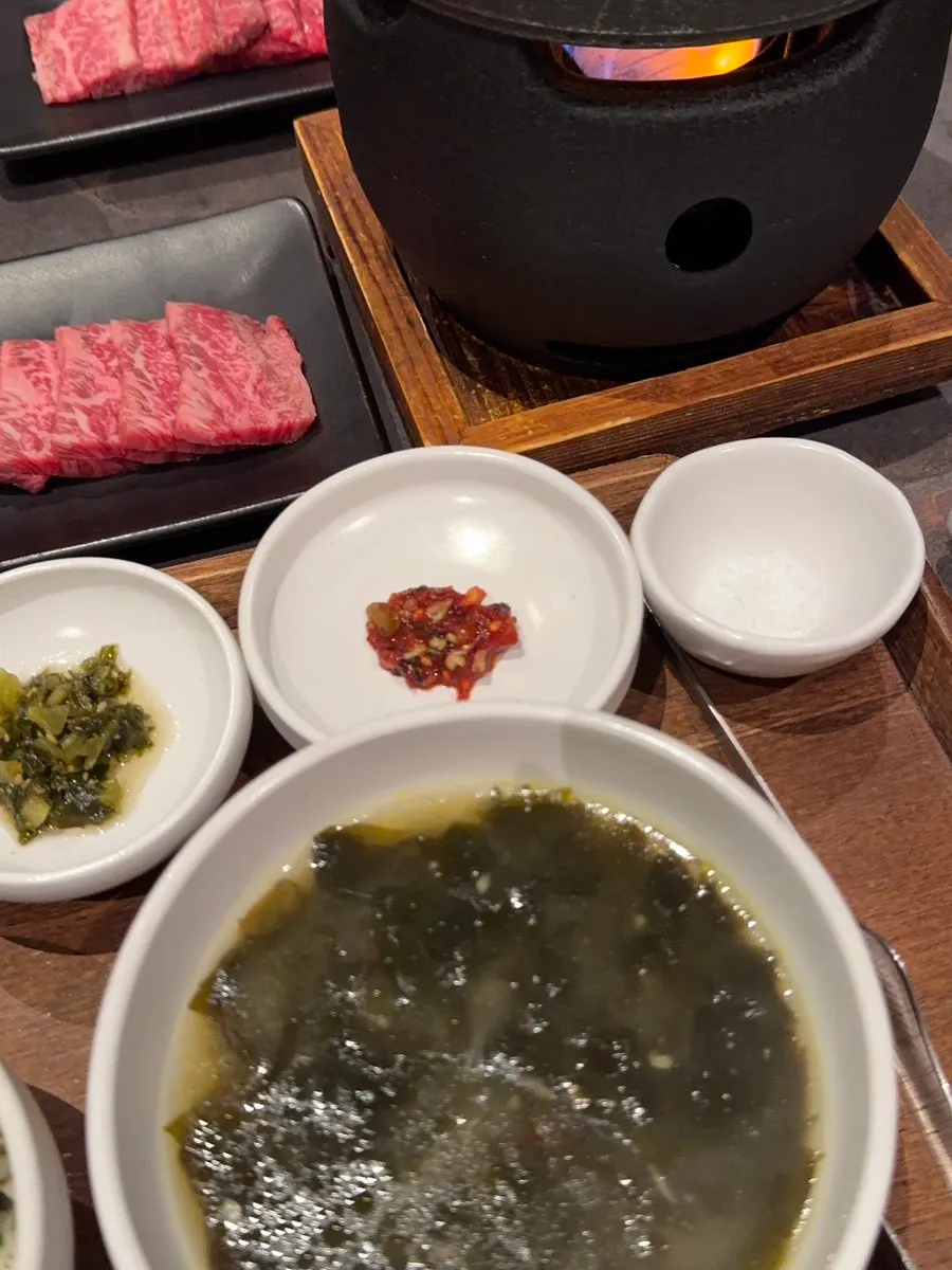 Hanwoo sirloin on the tabletop grill