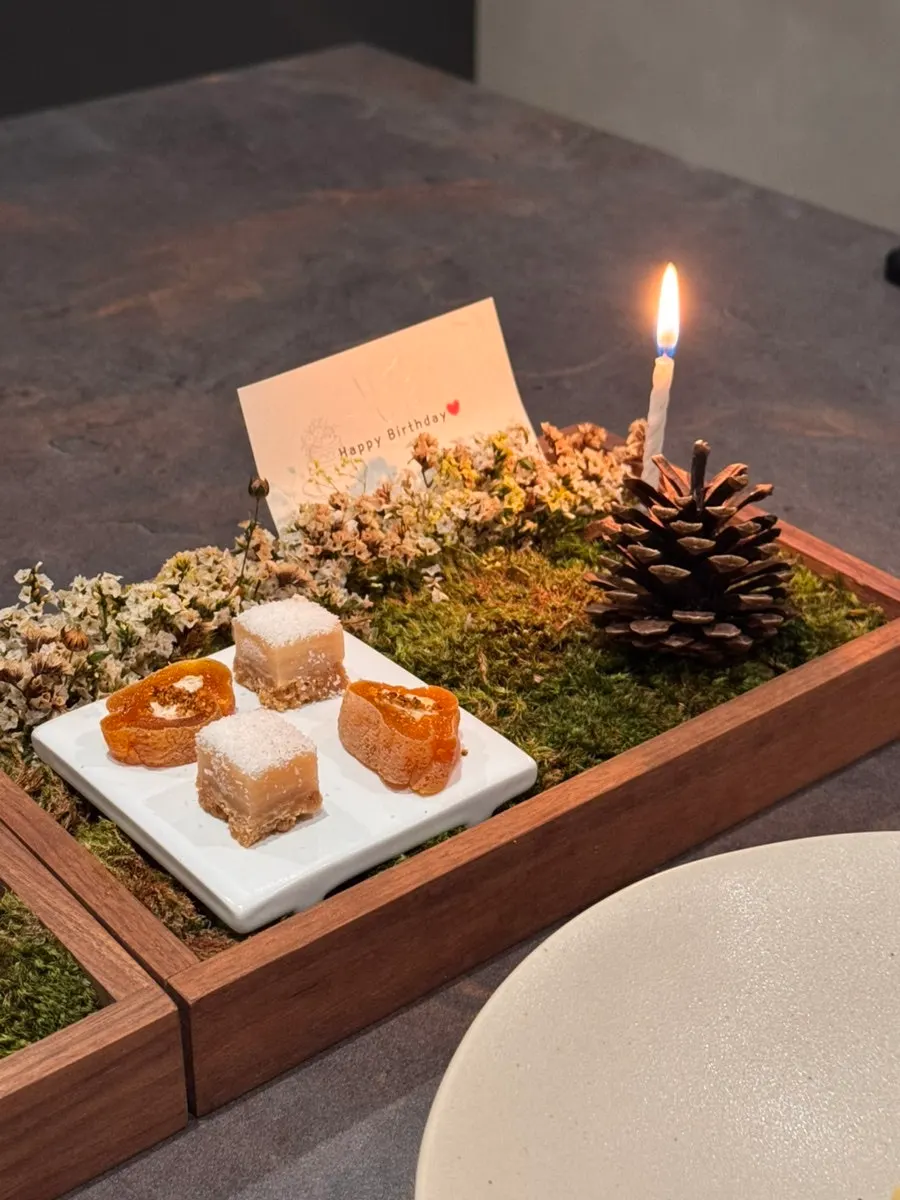 Dried persimmon and sujeonggwa served as a birthday treat