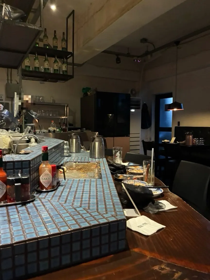 View of the open kitchen cooking area