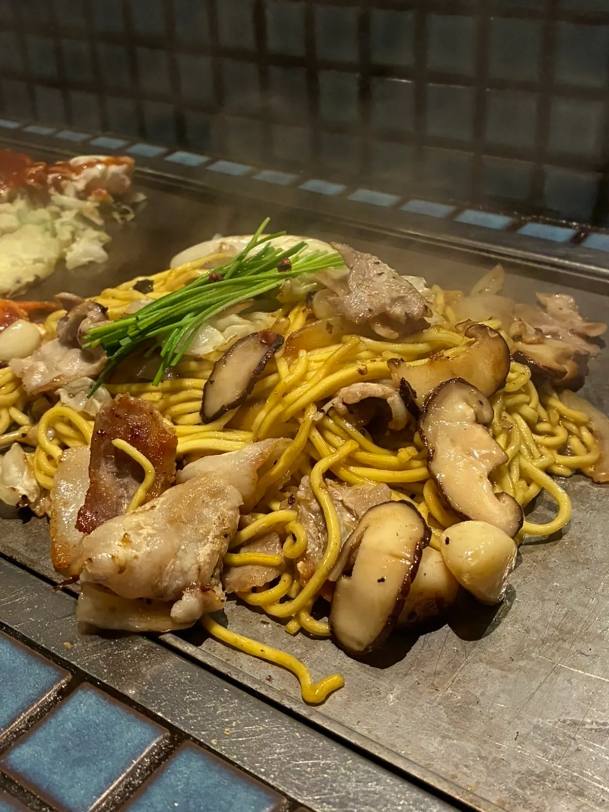 Shio yakisoba on the griddle