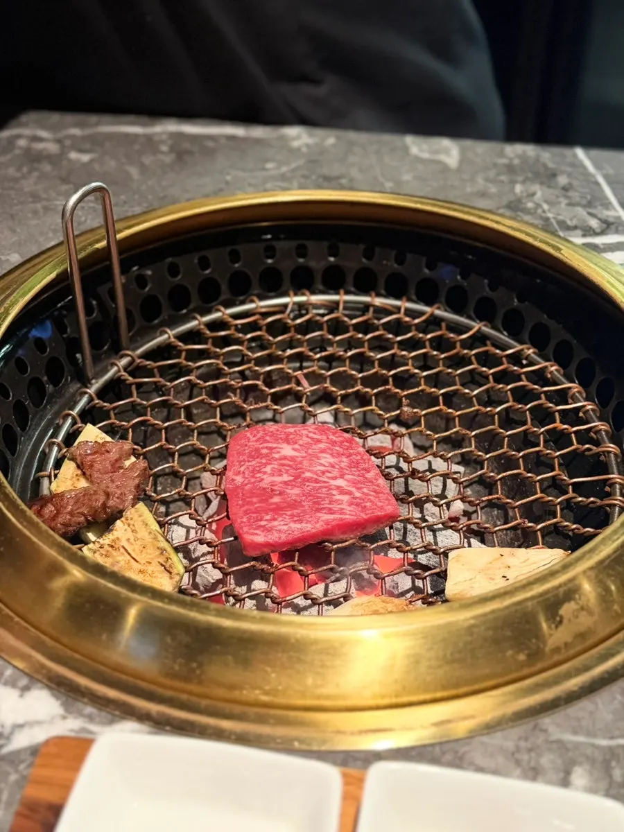 Hanwoo sirloin grilled with a browned surface