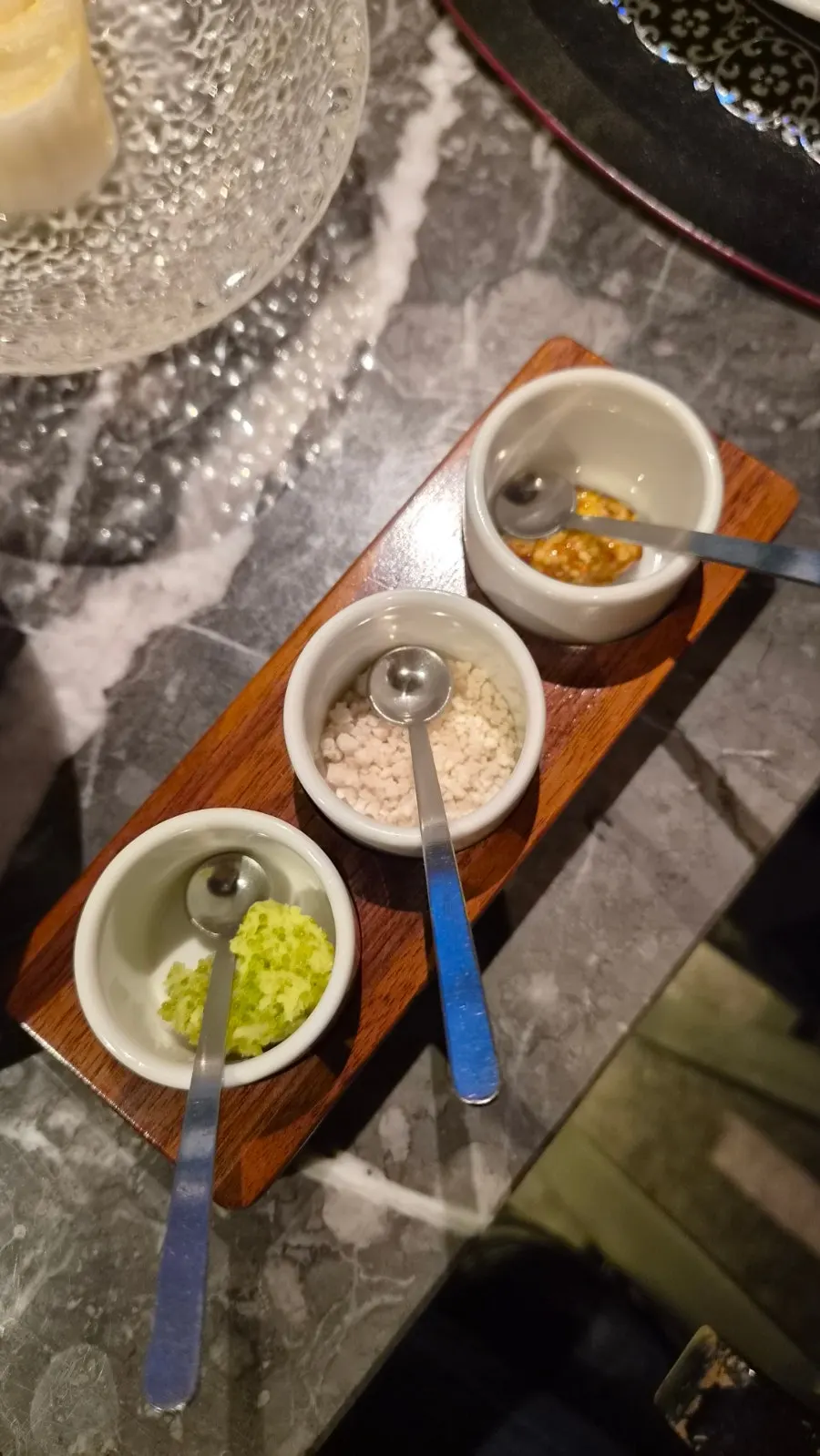 Grilled hanwoo served with whole grain mustard