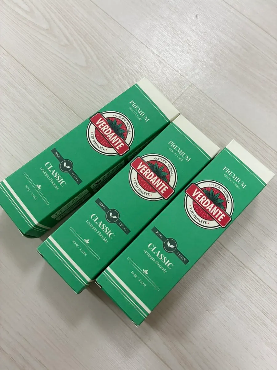 Verdante toothpaste chosen to compare the feel of use