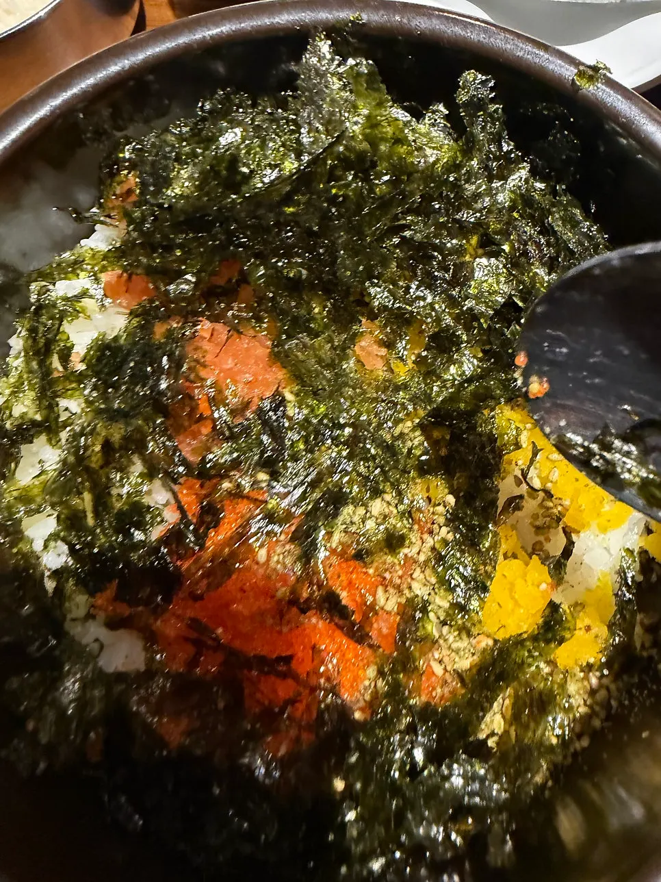 Hotpot rice heaped with flying fish roe