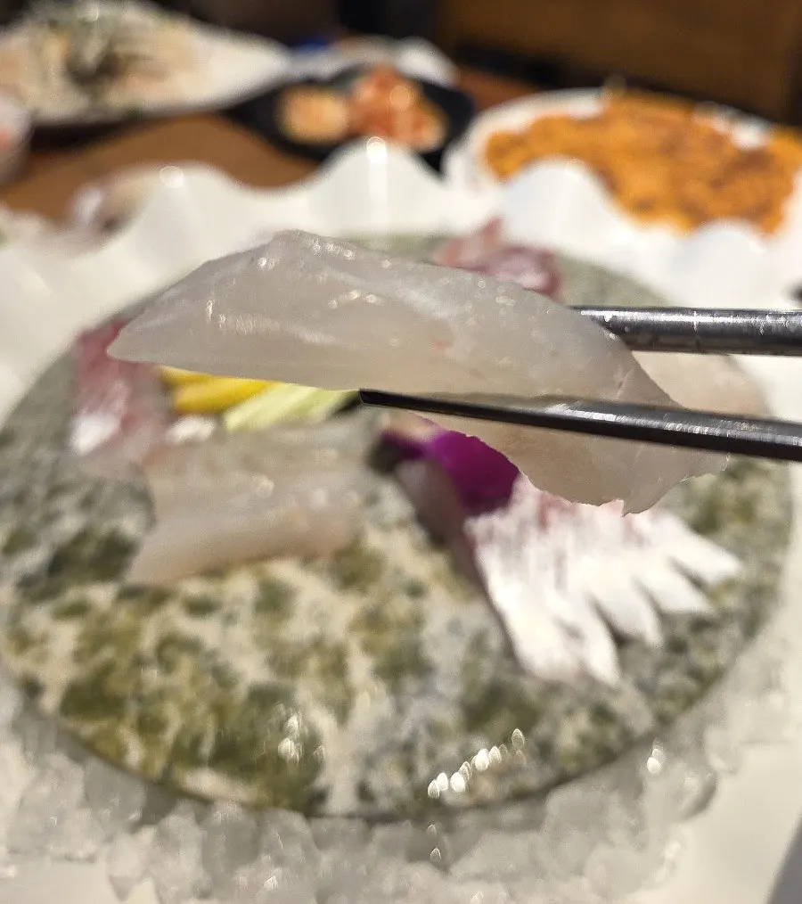 Full spread of the sashimi set meal