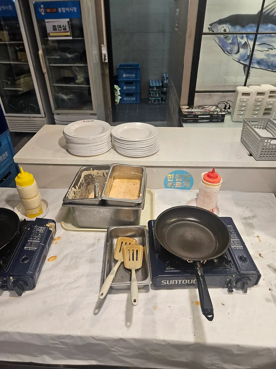 Vegetables and side dishes at the self-serve bar