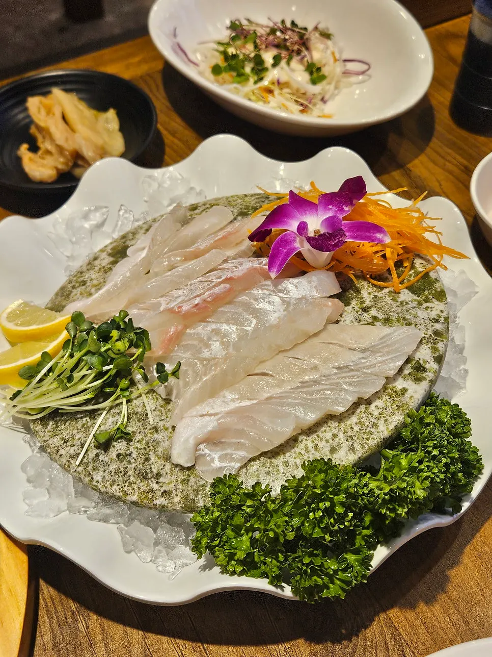 Plate of small flounder sashimi