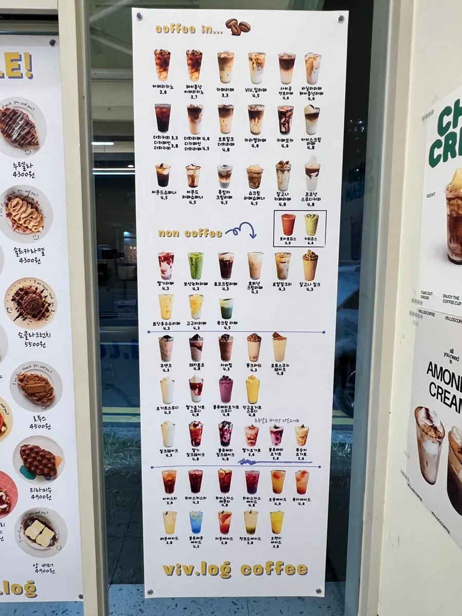 バイブログコーヒー店内の利用案内に関する様子