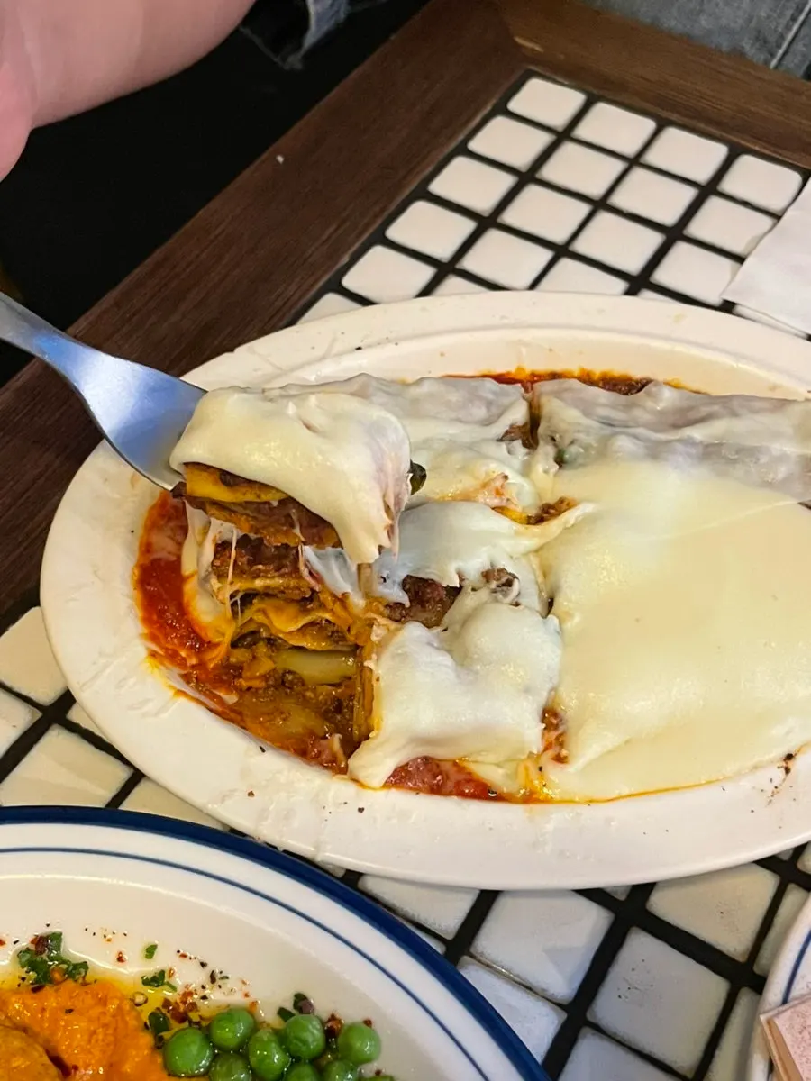 Cross-section of the meat-packed lasagna