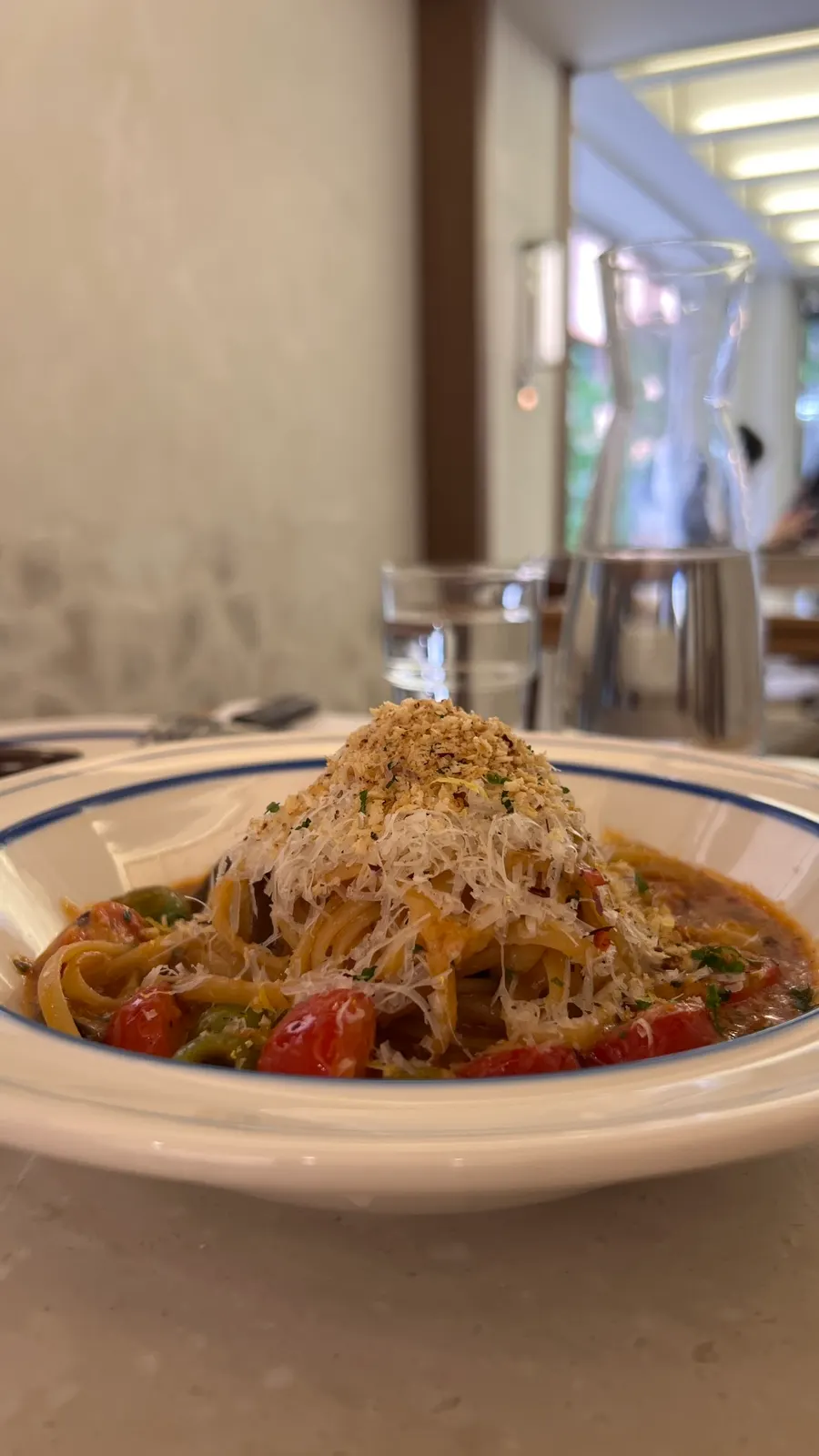 A plate of Sicilian puttanesca pasta
