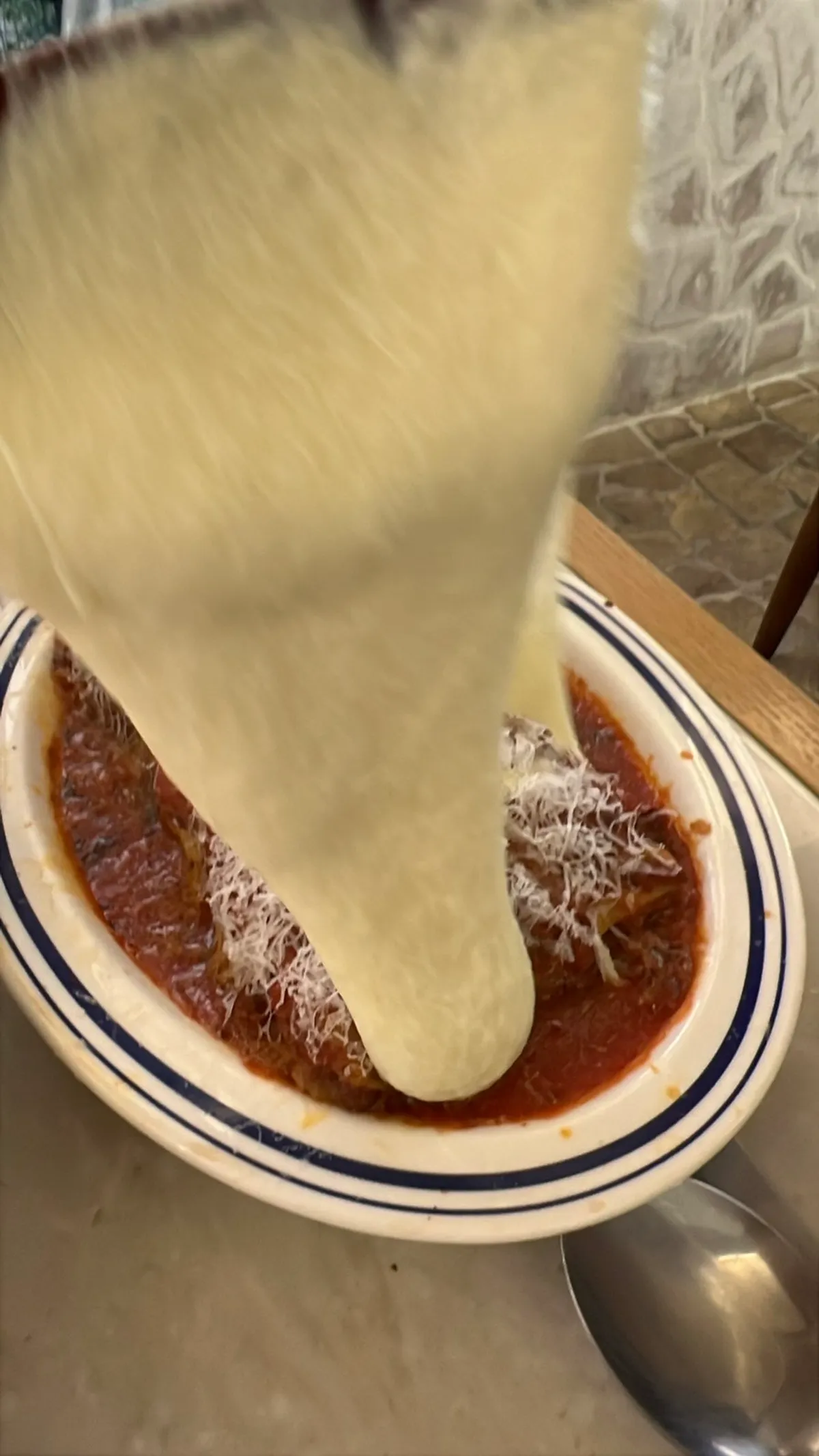 Alligot cheese lasagna piled high with cheese