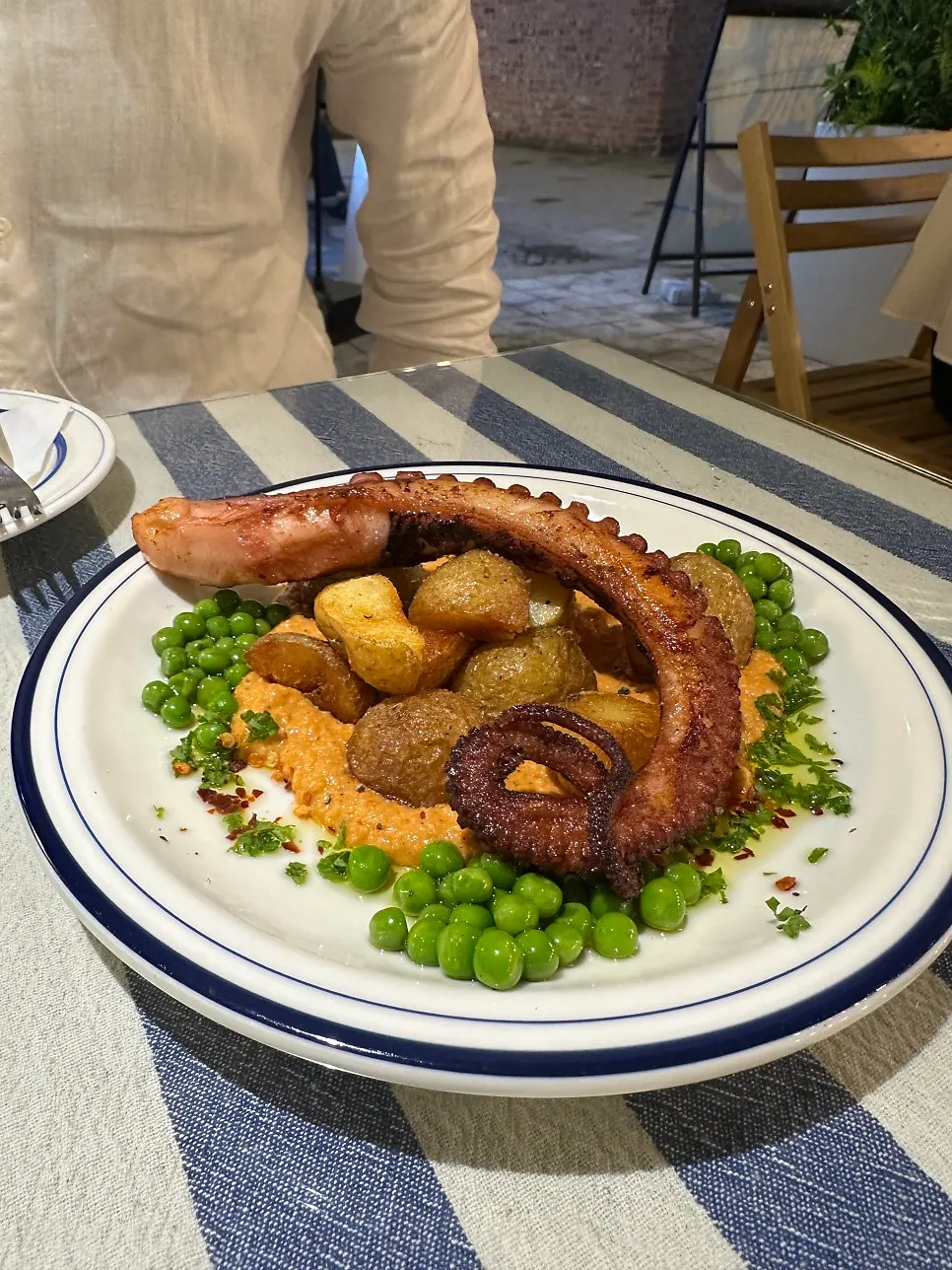 Tender cooked octopus with garnish
