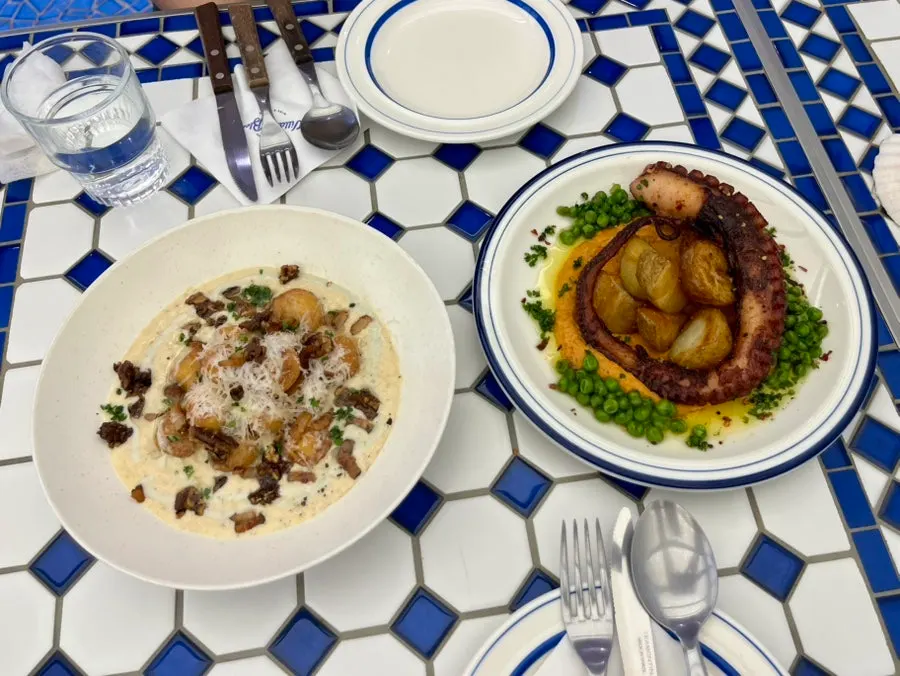 A plate of gorgonzola truffle cream gnocchi