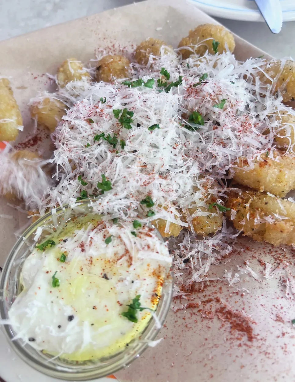 Gnocchi fritti served with aioli sauce
