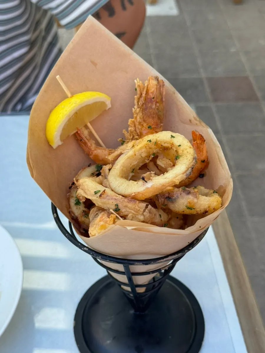 Truffle gnocchi and seafood fritters