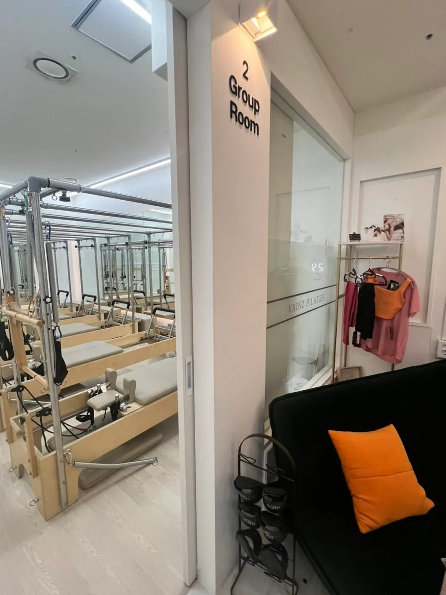 Group lesson room set up with Cadillac equipment