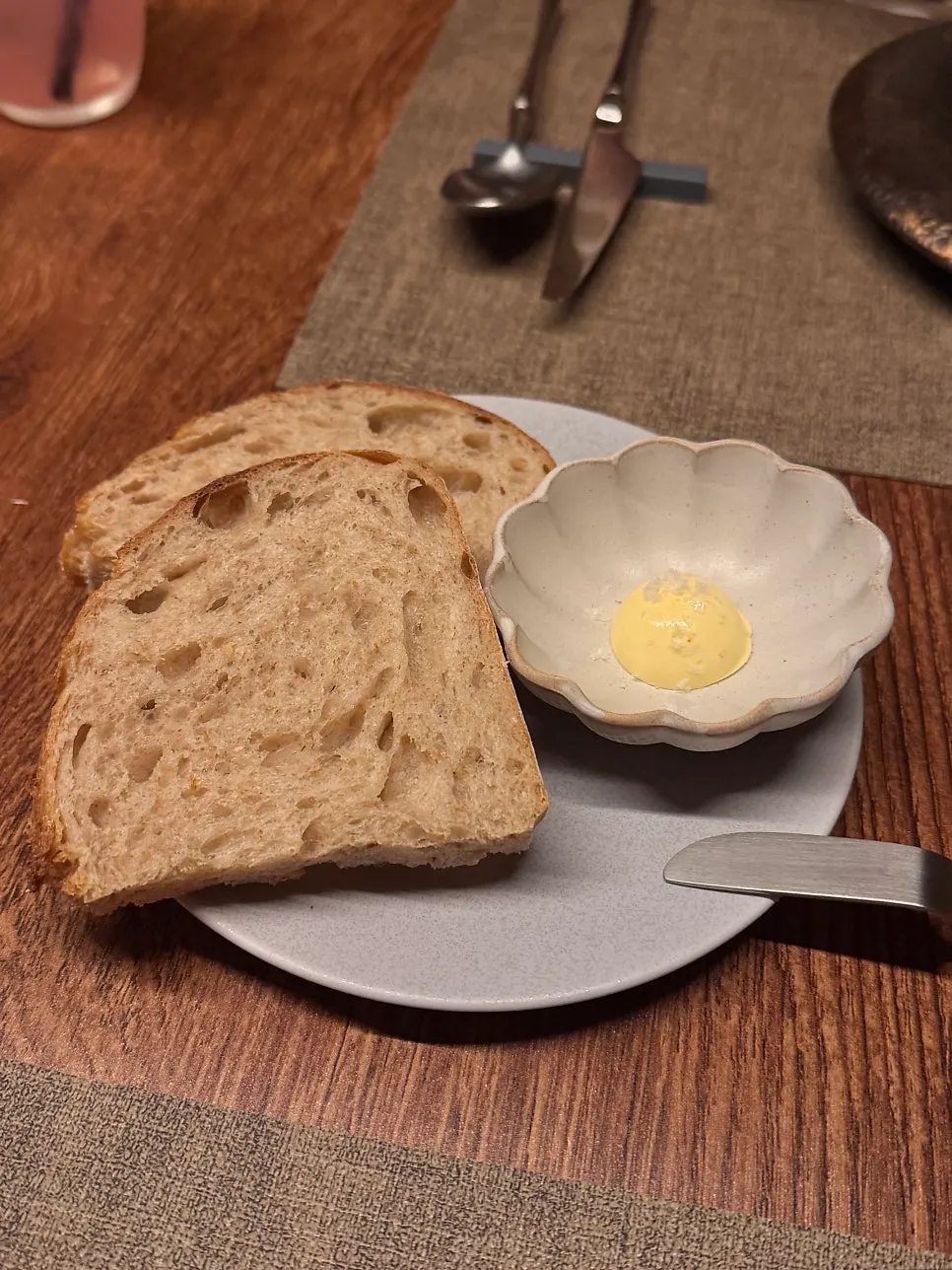 House-baked sourdough with Maldon salt butter