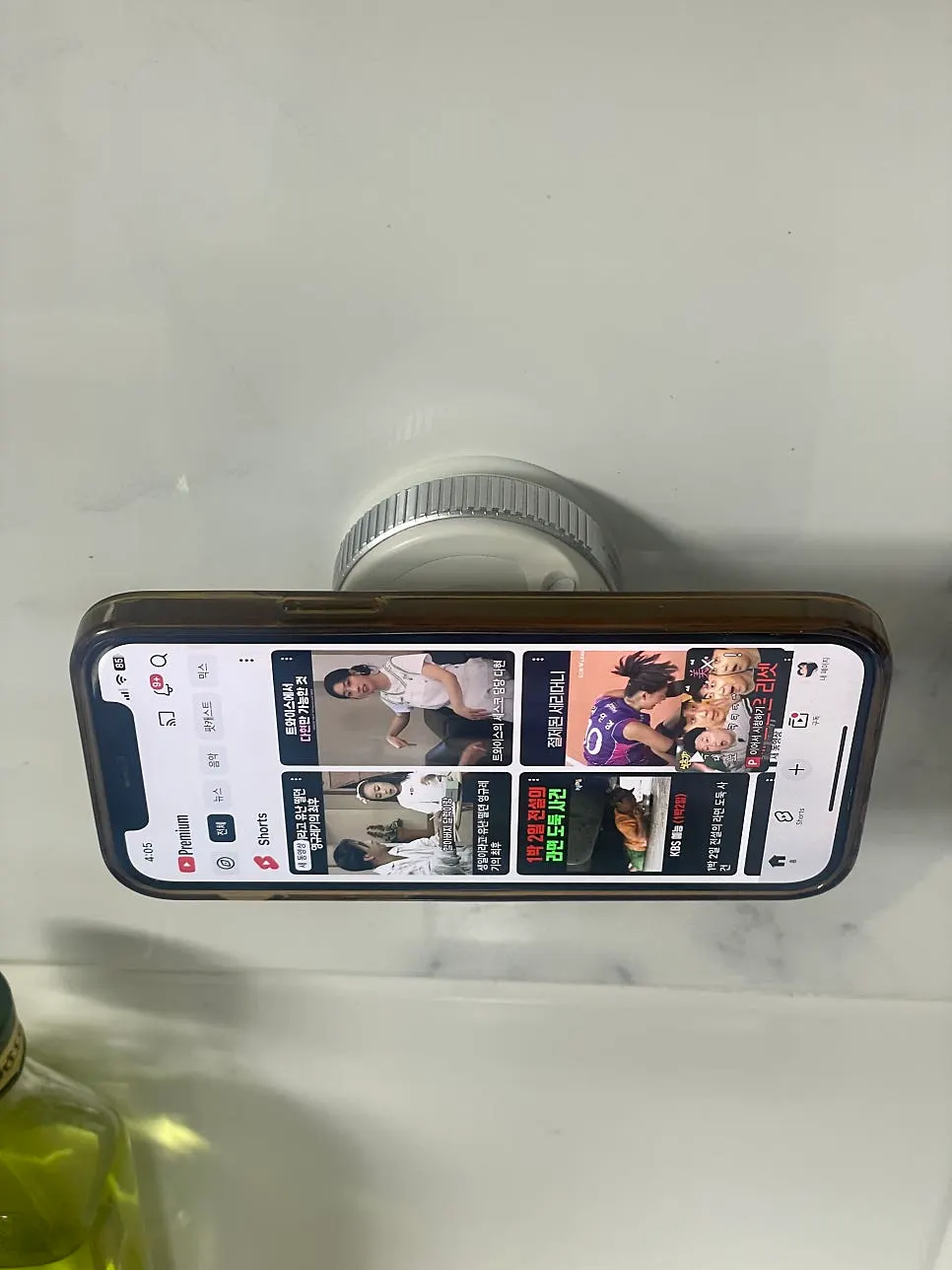 MagSafe mount used on kitchen tiles