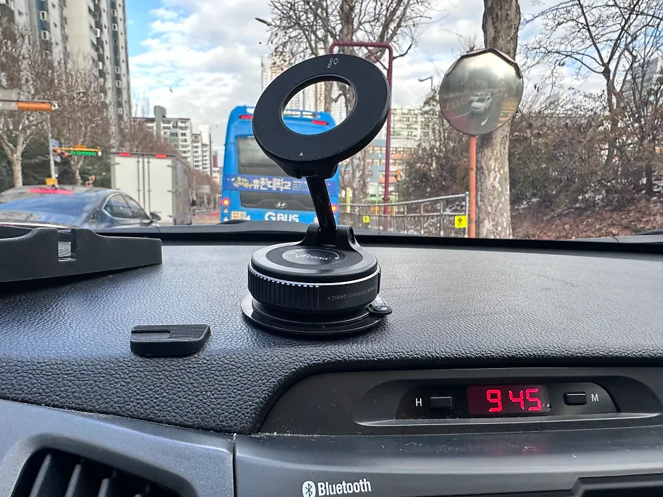 Phone mount installed at the front of the car